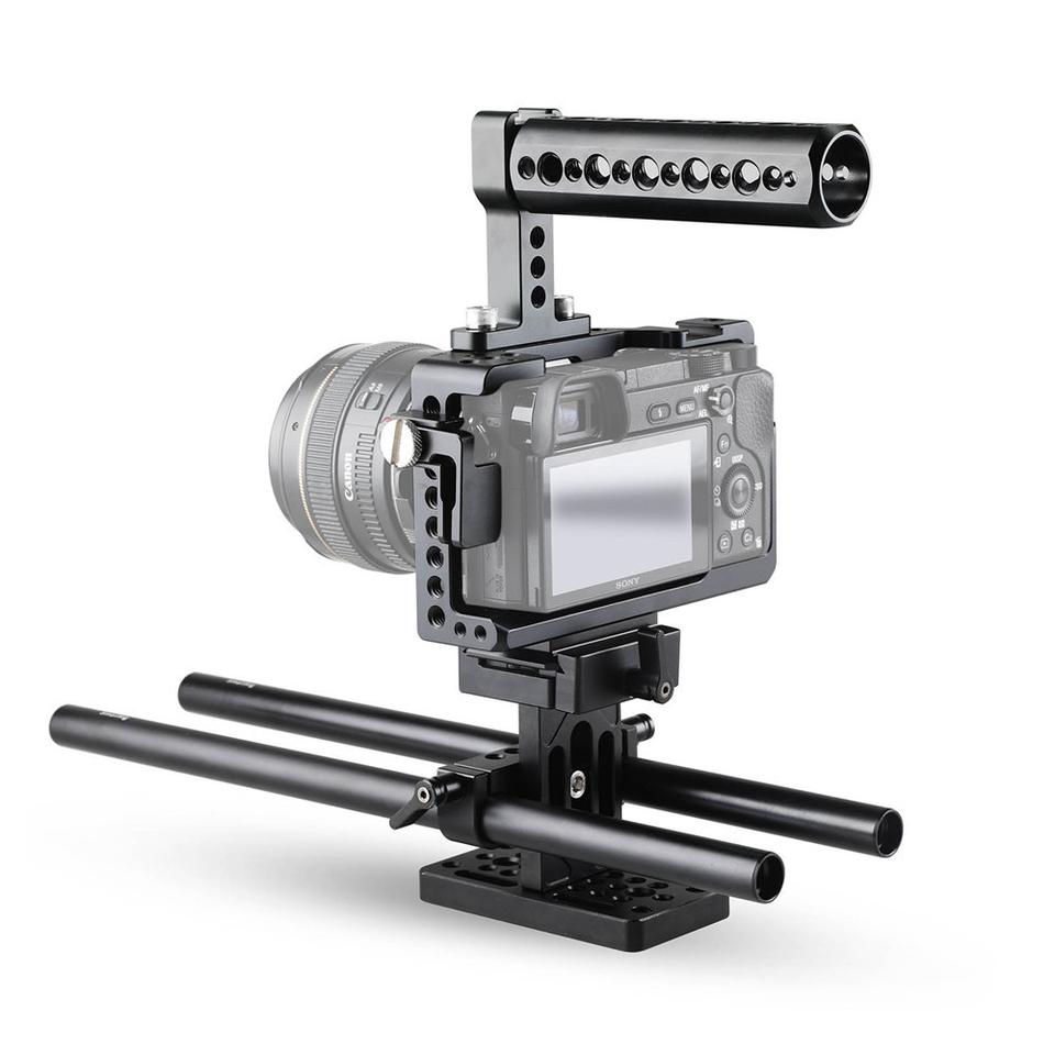 image de Rig cage pour sony a6500/a6300 avec top poignée 15mm tige système embase