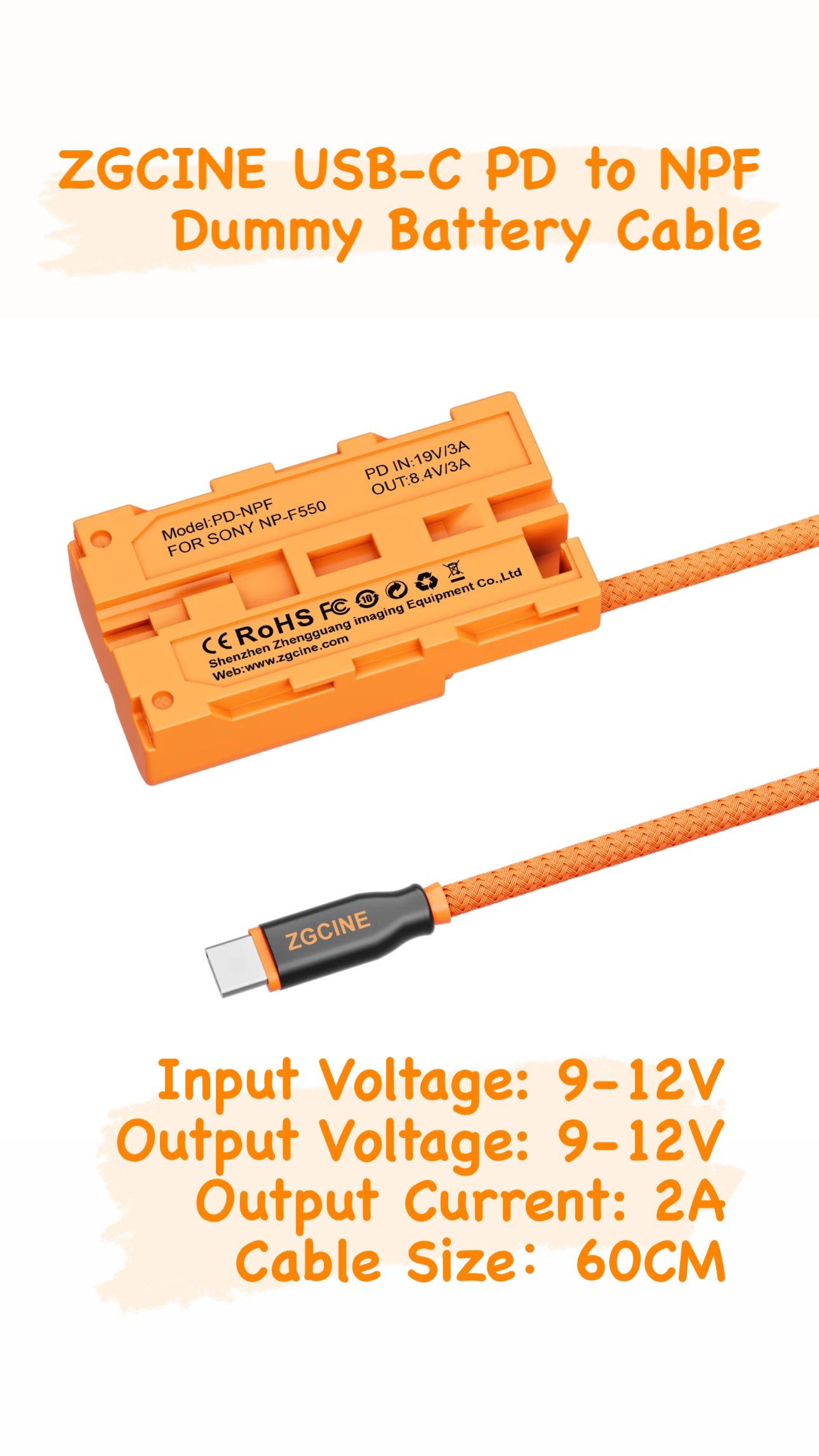ZGCINE USB-C PD TO NPF Dummy Battery Cable image