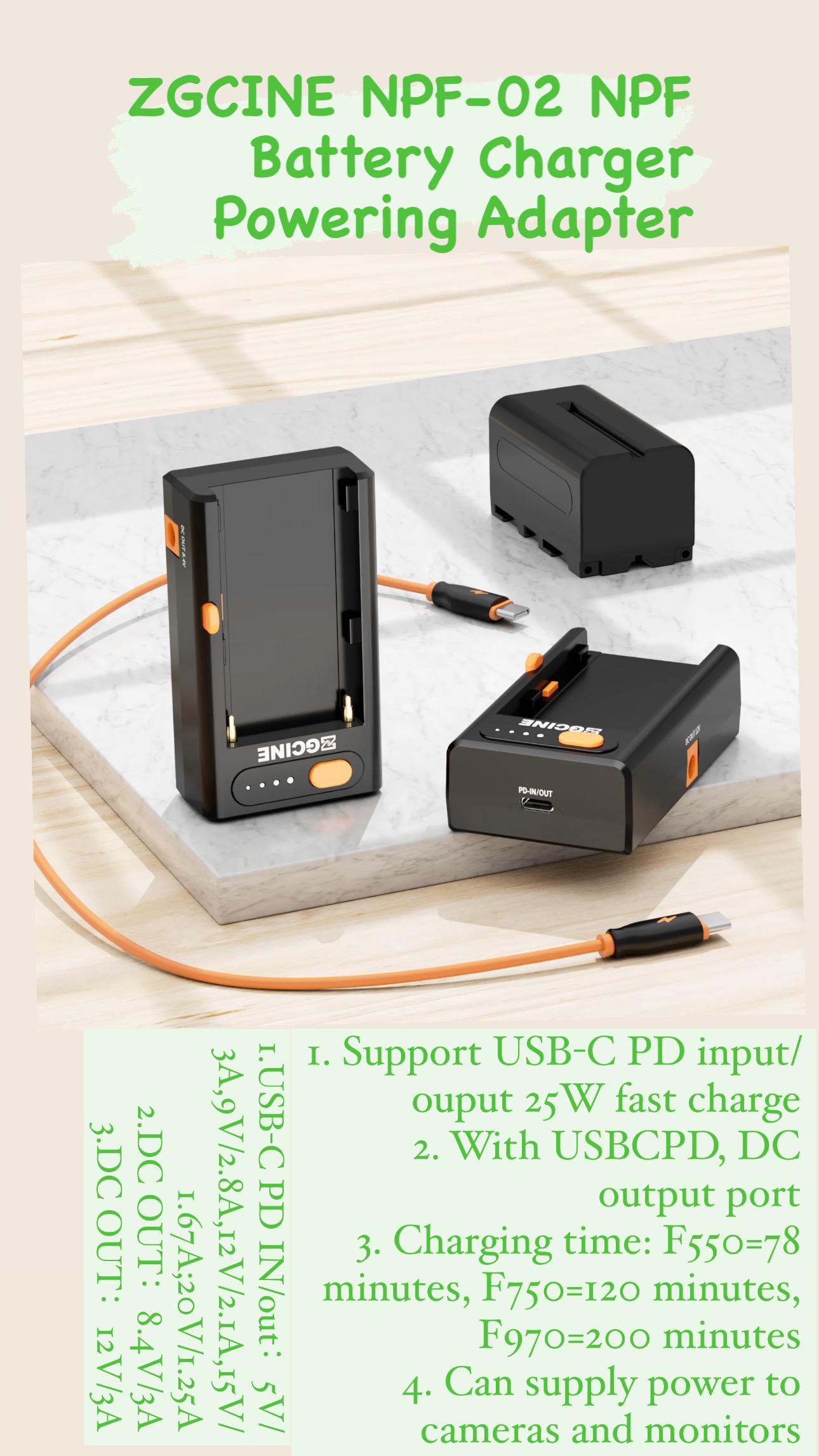ZGCINE NPF-02 NPF Battery Charge Powering image